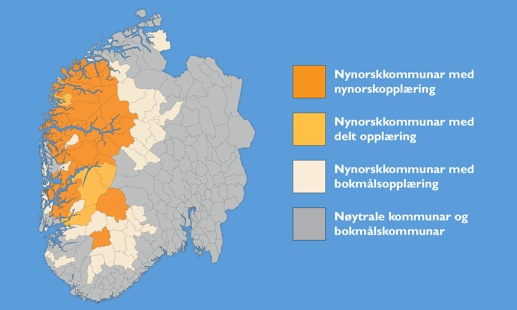 nettkart 42 nynorskkommunar underviser vaksne innvandrarar på bokmål
